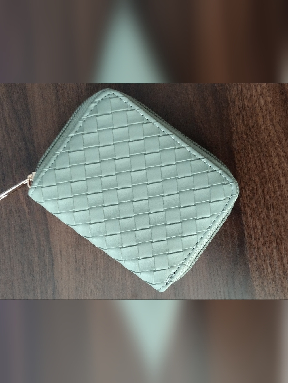 Woven Zip Wallet in Mint Green